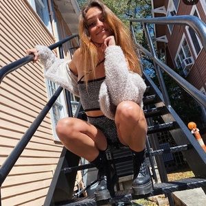 Black tight rhinestone romper